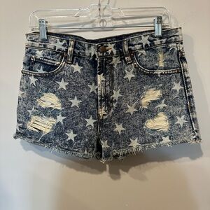 Forever 21 Blue Star Patterned Jean Shorts